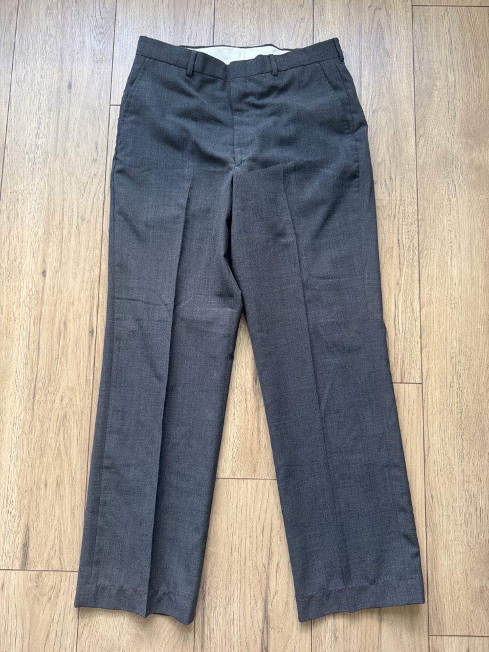 Towncraft Dress Pants Mens 34x34 Gray Wool Blend Flat Front Career Slacks